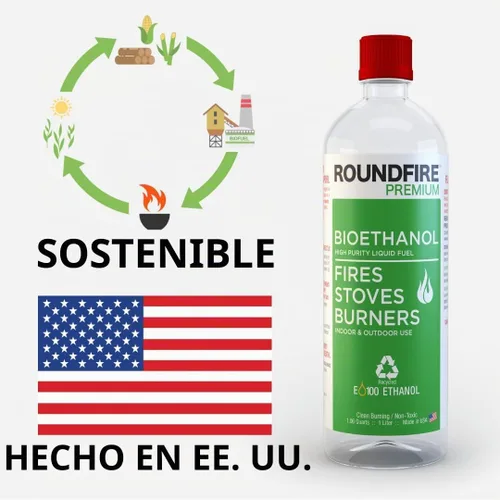 Vista 3 de ROUNDFIRE Premium 6 x 1 litro - Combustible de bioetanol para chimeneas, estufas y quemadores (6 cuartos de galón)