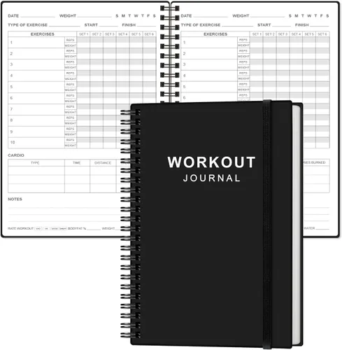 Vista 14 de Diario de fitness simplificado para mujeres y hombres, diario/planificador de entrenamiento A5, libro de registro de ejercicio diario para pérdida