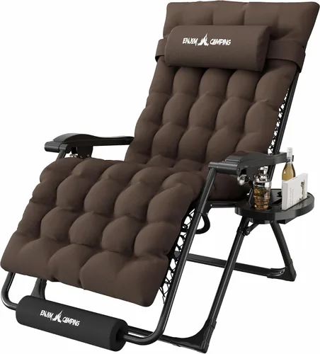 Vista 19 de Silla de gravedad cero de gran tamaño, plegable, reclinable, acolchada Rojo Extragrande
