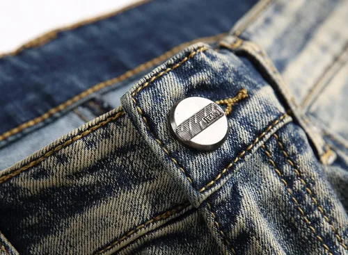 Vista 6 de RXXKKK Jeans clásicos de motociclista con cremallera y ajuste regular para hombre