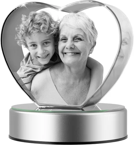 Vista 17 de Foto de cristal 3D con forma de corazón personalizada, regalo de imagen de cristal grabada con láser para papá, marido, abuelo, día del padre