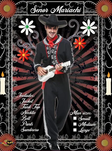 Vista 2 de FantastCostumes Disfraz de Mariachi para hombre del Día de los Muertos