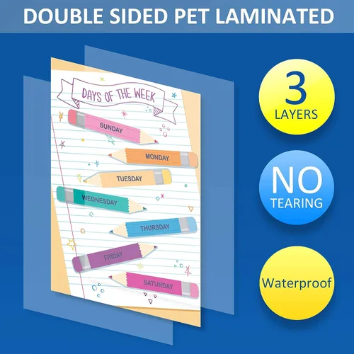 Vista 2 de Youngever Paquete de 13 carteles educativos laminados preescolares para niños pequeños y niños, carteles de aprendizaje, carteles de aula, carteles