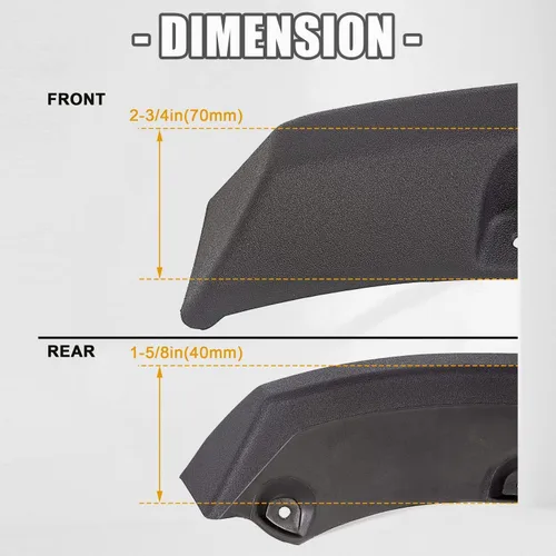 Vista 4 de KUAFU Guardabarros compatibles con Dodge Ram 1500 Classic 2009-2023 estilo de remache de bolsillo, protector de rueda con textura negra delantera