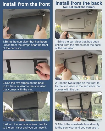 Vista 8 de NAZZO Extensor de visera solar para automóvil, bloqueador solar con lente de parasol de PC, posición ajustable de montaje magnético, protege