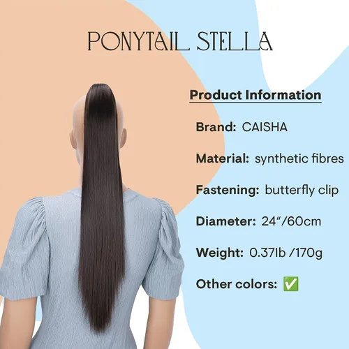 Vista 5 de CAISHA 24 "Hairpiece Cola de caballo Clip en la extensión de pelo largo recto Brunette H607