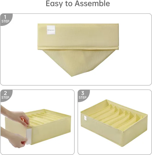 Vista 3 de Paquete de 4 Organizadores de Cajones para Camisetas para Ropa, Caja de Almacenamiento de Armario de 8 Compartimentos con Rejillas, Organizador