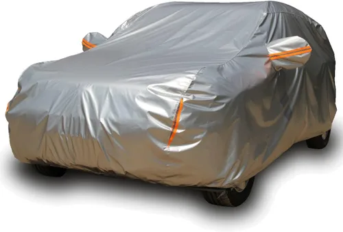 Vista 10 de Tecoom Funda resistente de múltiples capas para automóvil, para todo tipo de clima, impermeable, resistente al viento, reflectante, nieve, sol