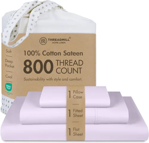 Vista 15 de Threadmill Sábanas para Cama Individual – 800 Número de Hilos Jacquard Celine Gris Oscuro, 100% Algodón Natural Juego de Cama de 3 Piezas a Rayas
