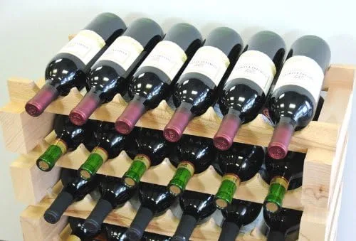 Vista 3 de Estante de vino de madera -48 botellas modulares de madera dura para vino (12 botellas x 4 estantes)