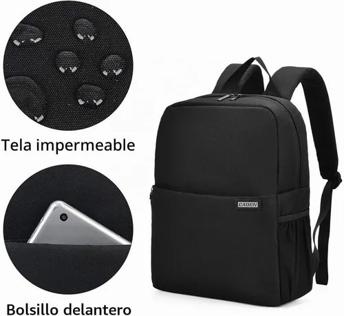 Vista 7 de CADeN Mochila Bolsa para Cámara con Compartimento para Portátil de 14", Impermeable, Estuche para Cámara DSLR/SLR sin Espejo para Viajes y 1.0 Negro