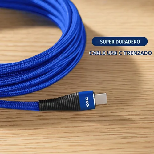 Vista 9 de Cargador USB C extralargo de 15 pies, cable C a C de 100 W, cable USB-C de Azul