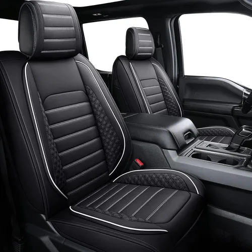 Vista 7 de YIERTAI Fundas de asiento de coche para asientos delanteros F150 2009-2022 y 2017-2022 F250 F350 F450 2017-2022 protectores de cojín de cuero