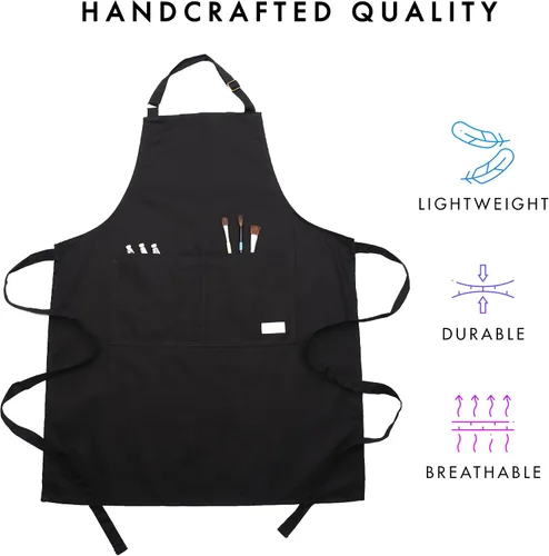Vista 3 de Delantales cósmicos de grado profesional para manualidades y chef con bolsillos, delantal de 34 x 26 pulgadas para cocina, cocina, parrilla, artista