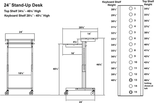 Vista 3 de Stand Up Desk Store - Estación de trabajo de dos niveles con altura ajustable y rodante, escritorio de pie