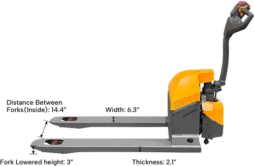 Vista 5 de Apollo Transpaleta eléctrica completa Heavy Duty Mini Truck Walkie Pallet Jack para escena estrecha 3300lbs Capacidad 48 "x 27" Horquilla