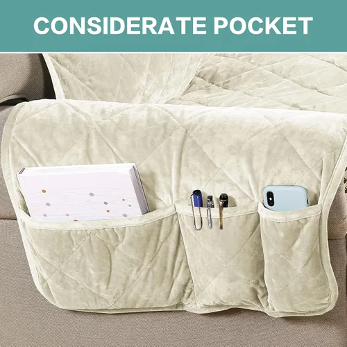 Vista 3 de Turquoize Funda de terciopelo para sillas reclinables, fundas acolchadas para sillas reclinables pequeñas, fundas antideslizantes con correas