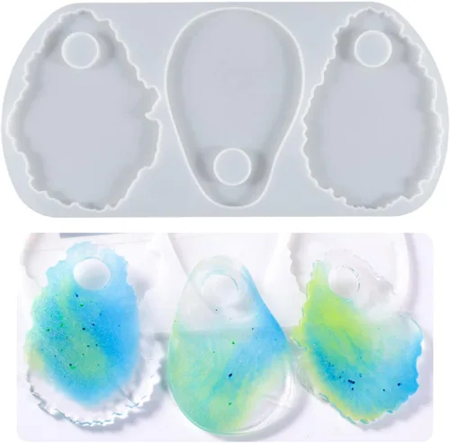 Vista 4 de Resina epoxi de cristal, encaje irregular, abrasivo, etiqueta grande, colgante de silicona, paleta de paleta de líquidos, silicona