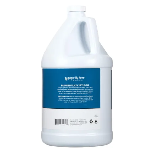 Vista 2 de Ginger Lily Farms Club & Fitness Aceite de eucalipto mezclado, para salas de vapor, 100% vegano y libre de crueldad, 1 galón (128 onzas líquidas)