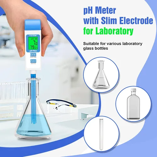 Vista 4 de Medidor de pH para Agua Probador de pH Digital con Sonda de pH de 4.6in Medidor de pH de Laboratorio Lector de pH con ATC para Enlatado Kit