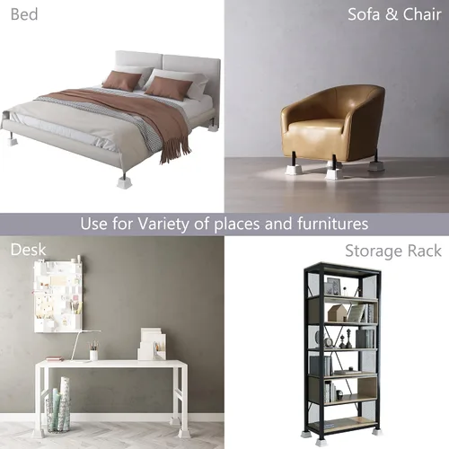 Vista 3 de Elevadores de cama de 1 pulgada, resistentes, paquete de 4 elevadores de muebles de cama, elevadores de 1,500 libras para sofá y mesa, color blanco
