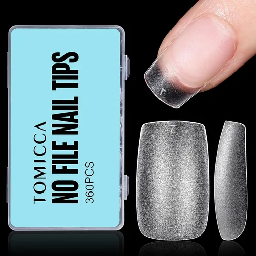 Vista 26 de TOMICCA Puntas de uñas extra cortas en forma de ataúd, 240 piezas de uñas postizas acrílicas de cobertura completa para manicura con extensión, 15