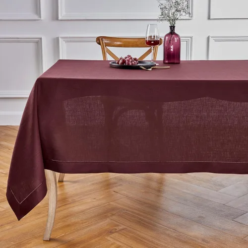 Vista 52 de Solino Home Mantel de lino blanco de 52 x 52 pulgadas, mantel cuadrado de lino 100% puro, con dobladillo clásico, lavable a máquina para verano