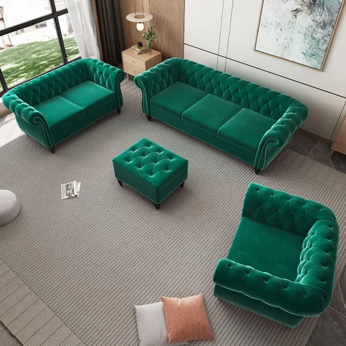 Vista 39 de AVZEAR Juego de sofá modular de 2 piezas para sala de estar, sofá tapizado, moderno juego de sofás estilo con botones acolchonados, sofá Beige