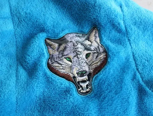 Vista 4 de FEETOO Wolf Embroidery Series Children's Bathrobe Sky Blue Boy's Robe