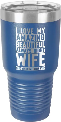 Vista 14 de OnlyGifts.com - Vaso con pajita y texto "I love my wife", 30 onzas, Negro