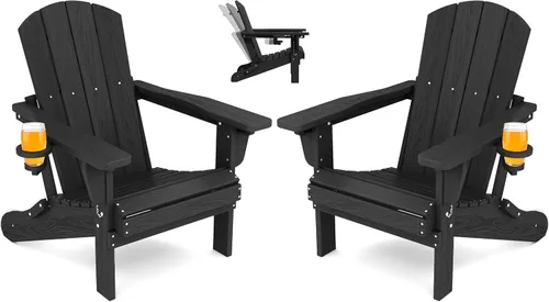 Vista 37 de SERWALL Silla Adirondack plegable ajustable, silla Adirondack reclinable con 3 posiciones reclinables, HDPE para todo tipo de clima, Adirondack
