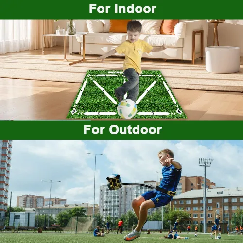 Vista 8 de Tapete de entrenamiento de pasos de fútbol, 35 x 24 pulgadas, tapete de fútbol con bolsa de almacenamiento y red de entrenamiento de retorno,
