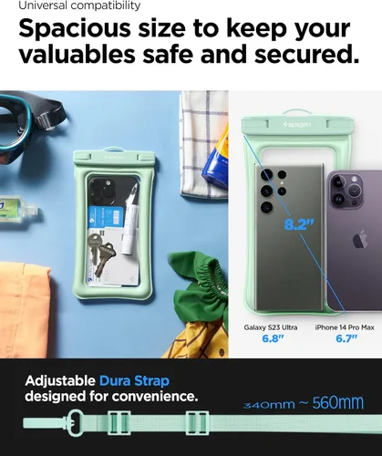 Vista 2 de Spigen AquaShield - Bolsa flotante universal impermeable para teléfono, funda impermeable para teléfono, fundas protectoras de PVC con IPX8 A610
