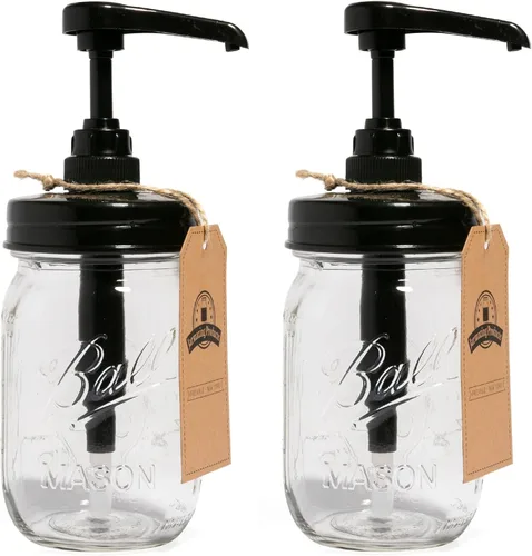 Vista 10 de Jarmazing Products - Dosificador de jarabe y condimentos vintage en frasco de vidrio azul Mason – Paquete de dos