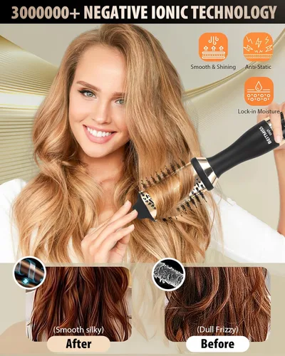Vista 4 de Cepillo secador de pelo: Desmontable 4 en 1 con tecnología iónica, cepillo secador ovalado barril con tecnología iónica esponjoso, por debajo