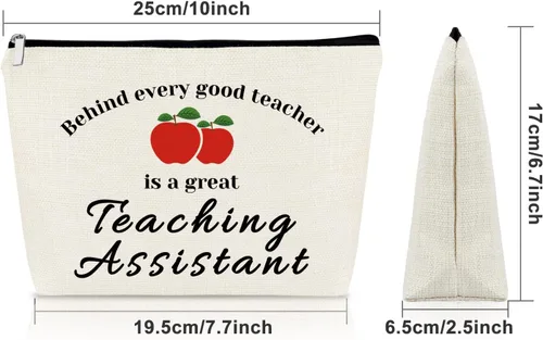 Vista 4 de Sazuwu Bolsa de maquillaje para profesores, Detrás de cada buen maestro hay un gran asistente de enseñanza, Impreso/Gráfico