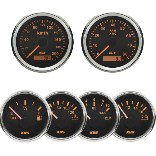 Vista 2 de Kus Gauge Set Velocímetro GPS 124.3 mi/h Tacómetro 8000RPM Nivel de combustible 0-190ohm Temperatura del agua 104.0-248.0 °F Presión de aceite