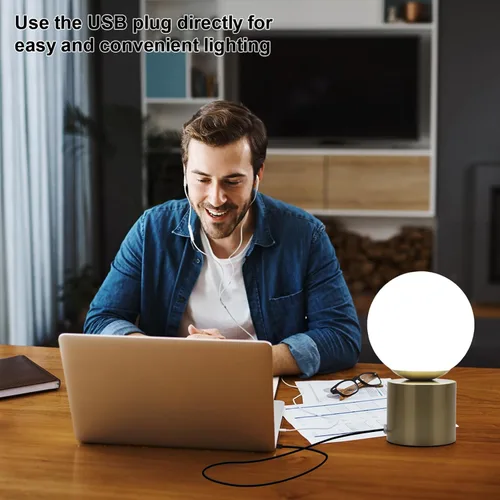 Vista 3 de Lámparas de mesa pequeñas modernas, LED regulables con 3 colores, lámpara de mesa dorada para dormitorio, sala de estar, mesita de noche