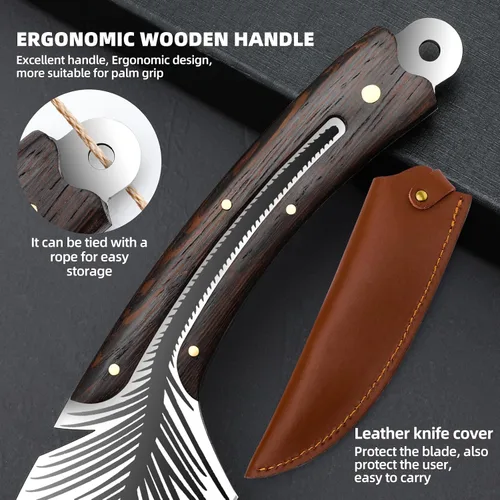 Vista 5 de Cuchillos de chef profesionales, cuchillo de deshuesado de plumas afiladas con vaina, cuchillo de chef de acero de alto carbono, cuchillo