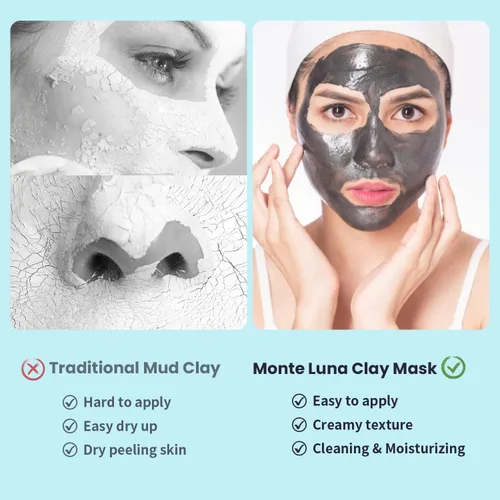 Vista 6 de BOJICA 3 mascarillas faciales de arcilla para el cuidado de la piel, mascarilla facial para limpieza profunda de poros, cúrcuma, mar muerto, barro