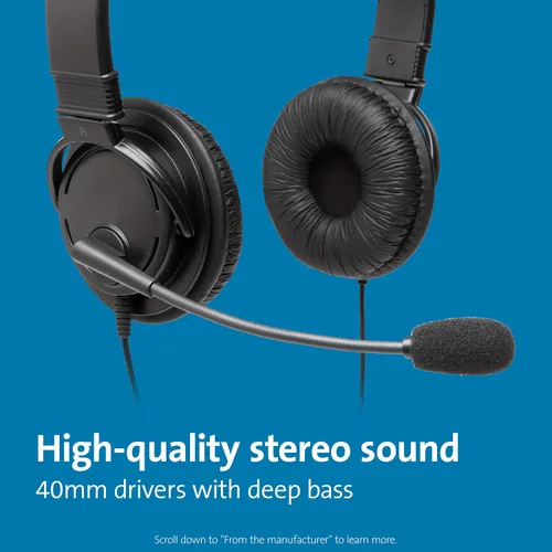 Vista 2 de Kensington Auriculares USB de alta fidelidad con micrófono (K97601WW), color negro