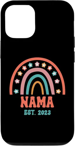 Vista 11 de iPhone 12 mini Retro Nama Groovy Grandma Est. 2023 Rainbow Boho Style Case