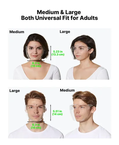 Vista 4 de Blocc Protector facial – Protector facial de seguridad de plástico transparente, visera completa para usuarios de lentes, antivaho y arañazos