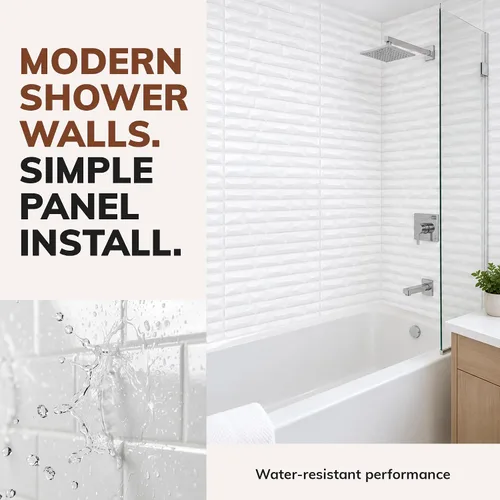 Vista 7 de From Plain To Beautiful In Hours Vista - Paneles de pared para bañera y ducha Surround - Blanco brillante