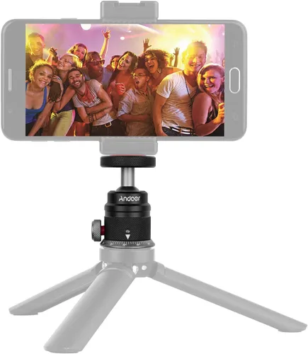 Vista 6 de Andoer DSLR - Cabezal de bola de trípode de aleación de aluminio, montaje panorámico de 360° giratorio de 180° con base escalada, montaje universal
