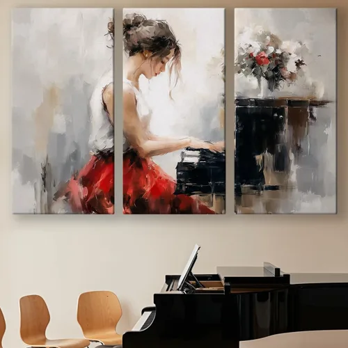 Vista 42 de LuxeWood Arte de Pared Musical en Lienzo - Impresiones Temáticas Musicales Medianas y Grandes para Sala de Estar, Oficina, Estudio, Airbnb