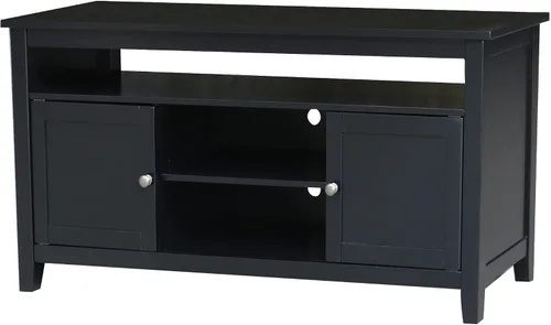 Vista 14 de IC INTERNATIONAL CONCEPTS Soporte de madera maciza para entretenimiento/TV con 2 puertas, gris jaspeado lavado antiguo