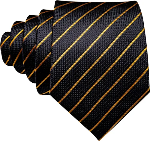 Vista 39 de Barry.Wang Juego de corbatas para hombre, corbata de seda a rayas, tejido a cuadros, gemelos formales, negocios, boda