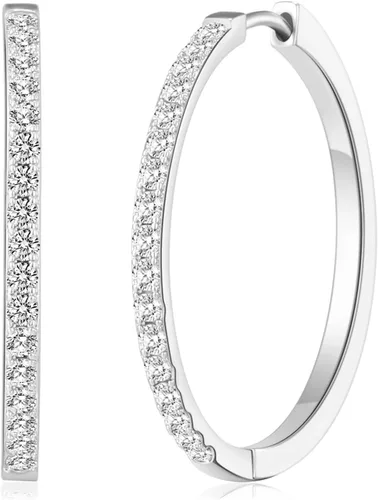 Vista 12 de Gold/Silver Plated Hoops Earrings For Women Hypoallergenic Oro 30 mm.