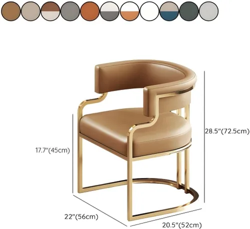 Vista 2 de Sillas de comedor de cocina para interiores, silla lateral tapizada para el hogar, silla con brazo de respaldo bajo, silla de comedor con piel